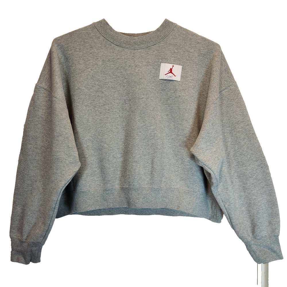 Jordan Flight Fleece Cropped Crewneck Sweatshirt Women's Size XL Gray